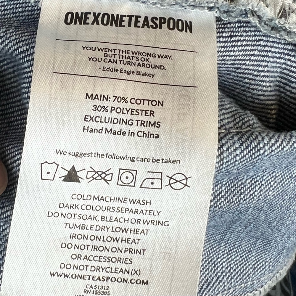 EUC One Teaspoon 2020 Medium Wash Two-Tone Distressed Denim Mini Skirt - Picture 11 of 12